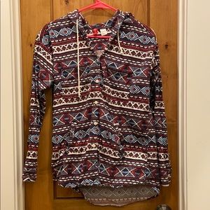 Hooded print flannel